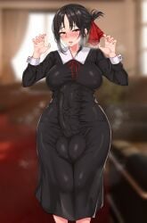 1futa alternate_breast_size ball_squish balls big_balls big_penis black_hair blush breasts bulge bulge_through_clothing clothed clothed_futanari clothing erection fully_clothed futa_only futanari hair_ornament horny huge_balls huge_cock human kaguya-sama_wa_kokurasetai_~tensai-tachi_no_renai_zunousen~ large_penis light-skinned_futanari light_skin looking_at_viewer massive_penis medium_breasts mrpond22 penis pondbs red_eyes shinomiya_kaguya short_hair skirt_bulge small_clothes solo standing testicles thick_clothes thick_thighs tied_hair vein veiny_penis wide_hips