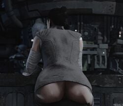 1girls 3d armwear ass athletic back_turned back_view bare_ass big_ass black_hair brown_hair clothing_aside dark_room exposed_anus exposed_ass exposed_pussy female female_only grey_clothing hair human human_only inside light-skinned_female light_skin nedac1 no_panties no_underwear pants_down partially_clothed rear_view rey shiny_skin short_hair signature sitting solo source_filmmaker standing star_wars thick_ass thick_thighs tied_hair upper_body vest wet