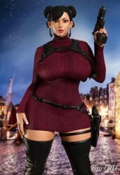 1girls 3d ada_wong ada_wong_(cosplay) ass big_ass big_breasts breasts bubble_ass bubble_butt capcom chun-li cosplay crossover curvaceous curvy_female curvy_figure female female_only huge_ass huge_breasts large_ass large_breasts resident_evil resident_evil_4 resident_evil_4_remake ryu4life solo street_fighter street_fighter_v sweater sweater_dress thick_ass thick_thighs thigh_boots thighhigh_boots toned_legs voluptuous voluptuous_female wide_hips