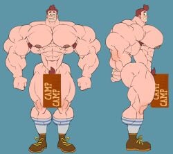 abs biceps camp_camp censored david_(camp_camp) human male male_focus male_only muscle muscles muscular muscular_arms muscular_ass muscular_back muscular_legs muscular_male muscular_thighs nipples no_visible_genitalia pecs remert solo solo_male toony veins