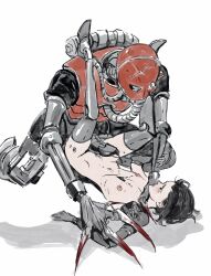 adeptus_mechanicus archon_of_flesh black_hair blood claws cyborg femboy feminine_male huge_cock imperium_of_man measuring_penetration_depth neck_grab robot sicarian_ruststalker size_difference skitarii techpriest warhammer_(franchise) warhammer_40k