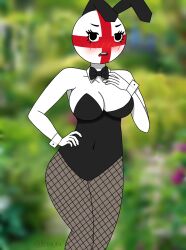 1girls big_breasts blush breachka clothing countryhumans countryhumans_girl easter england_(countryhumans) female female_only playboy_bunny simple_background white_body white_skin