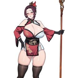 1girls ai_generated big_breasts big_thighs blush breasts busty female female_only honor_of_kings huge_breasts huge_thighs king_of_glory large_breasts looking_at_viewer shadowofjensen solo solo_female thick_thighs thighs voluptuous white_background yun_ying