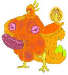 absurd_res anthro avian balls belly big_balls big_belly big_breasts big_penis blonde_hair breasts brown_body brown_fur chuz'zeel_(desbjust) desbjust duo egg european_mythology feathers feet flared_penis fur genitals greek_mythology gynomorph hair hi_res huge_balls huge_breasts huge_cock hyper hyper_balls hyper_breasts hyper_genitalia hyper_penis intersex lagomorph leporid magic male mammal matthew_(ataildesired) mythological_avian mythological_firebird mythology navel nipples orange_body orange_feathers penis phoenix pink_eyes rabbit talons thick_thighs trapped vein veiny_penis winged_arms wings yellow_sclera