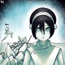 1girls 2boys aang air_nomad aphrodos avatar_legends avatar_the_last_airbender earth_kingdom female male nonbender sokka the_avatar toph_bei_fong water_tribe