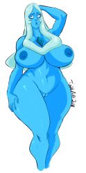 1girls 2018 big_breasts big_thighs blue_diamond_(steven_universe) blue_hair blue_skin breasts cartoon_network curvaceous curvy diamond_authority exposed_breasts exposed_pussy female gem gem_(species) guillion_(toshkarts) huge_breasts long_hair looking_to_the_side nude nude_female plain_background pussy solo steven_universe thick_thighs thighs voluptuous white_background white_hair wide_hips