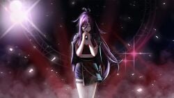 ahoge grey_eyes highres kotonoha_haruko lonely long_hair my_summer_adventure_-_memories_of_another_life non-web_source purple_hair rock solo sparkle visual_novel