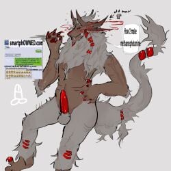 anthrofied creatures_of_sonaria furry_only heisoteri long_tail male_only oc pawpads red_claws red_dick red_markings roblox roblox_game tagme white_background white_fur