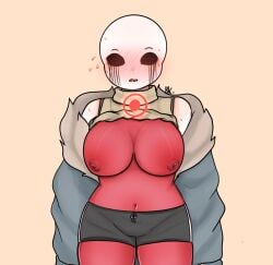 2d alternate_universe animated_skeleton artist_request blush color cute ectobelly ectobody ectobreasts fan_character female_only female_sans jacket killer_sans killertale orange_background partially_clothed red_body red_breasts sans sans_au simple_background skeleton solid_color_background tagme uncensored undertale undertale_(series) undertale_au