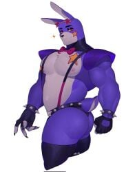 ass ass bunny claws clothing five_nights_at_freddy's five_nights_at_freddy's:_security_breach glamrock_bonnie_(fnaf) glasses gloves kato200_0 male male_only muscular pecs purple_body purple_fur solo solo_focus tail