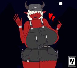 2023 demon desdemona_(fortnite) fortnite horns horny huge_ass huge_breasts huge_butt huge_hips huge_thighs looking_at_viewer night raceyi_(artist) red_skin self_upload tattoo tattoos white_hair wide_hips wide_thighs ych ych_result