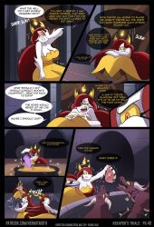 6_panel_comic big_breasts breasts clone english_dialogue english_text food hekapoo hekapoos_trials_(hermitmoth) hermitmoth horns page_40 page_number red_hair sex star_vs_the_forces_of_evil talking_to_self text yellow_sclera