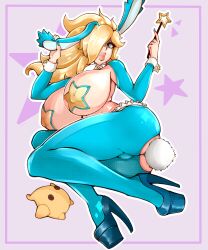 1girls absurd_res anal anal_tail ass blonde_hair blue_eyes breasts bunny_ears bunny_girl female high_heels highres large_ass large_breasts latex laying_down luma magic mario_(series) nail_polish nails neal_zentaro partially_clothed pasties princess_rosalina seductive seductive_eyes seductive_look seductive_smile sex_toy simple_background star_bunny_(cosplay) suit super_mario_galaxy wand