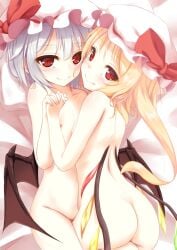 ass flandre_scarlet holding_hands incest indica nipples nude remilia_scarlet sisters touhou yuri