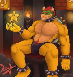 absurd_res animal_humanoid anthro big_pecs bowser bulge claws dark_wolf digital_drawing_(artwork) digital_media_(artwork) dragon hair hi_res humanoid koopa koopa_humanoid lizard male male_only mario_(series) muscular muscular_male nintendo pecs pubes reptile scalie scalie_humanoid solo solo_focus super_mario_bros. turtle