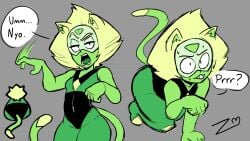 1girls bare_shoulders cat_ears cat_girl cat_tail catgirl crawling curvaceous curvy curvy_body curvy_female curvy_figure curvy_hips female female_focus female_only hips kneeling multiple_images multiple_poses nervous nervous_smile nervous_sweat on_all_fours on_knees peridot_(steven_universe) petplay seductive seductive_pose shortstack solo solo_female steven_universe sweat thick_hips thick_thighs thighs wide_hips wide_thighs zepiereite