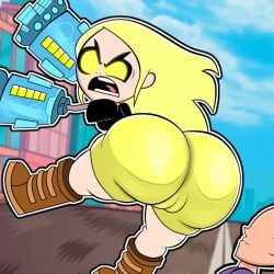 1boy 1girls angry angry_face anon ass big_ass butt cartoon_network dat_ass dc falling glowing_eyes pussy pussy_bulge tara_markov teen_titans teen_titans_go terra terra_(dc) terraterraterra thick_ass thick_thighs tight_shorts