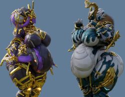 3d big_belly big_breasts breasts coolmaster98 female hildryn_(warframe) hildryn_prime khora_(warframe) khora_prime_(warframe) pregnant thick_thighs warframe wide_hips