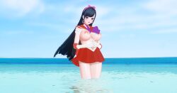 bishoujo_senshi_sailor_moon clothing dark_hair kimuhazu_no_kakurega large_breasts red_skirt rei_hino sailor_mars skirt straight_hair water