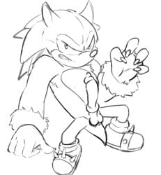 anthro anus balls claws clothing eulipotyphlan fangs footwear genitals greyscale hedgehog looking_at_viewer male male_only mammal monochrome penis sega shoes simple_background solo solo_male sonic_(series) sonic_the_hedgehog sonic_the_hedgehog_(series) sonic_the_werehog sonic_unleashed teeth were wereeulipotyphlan werehog white_background wugi