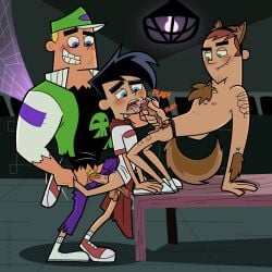 blowjob blowjob_face cocky cum cum_in_mouth cum_on_face danny_fenton danny_phantom dash_baxter facefuck first_mate22 fraternity gay gay_anal gay_domination gay_sex halloween halloween_costume halloween_party harzu male_only manly spreading threesome