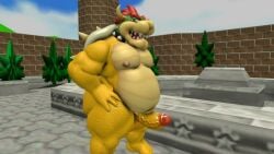 3d anthro anthro_only balls bowser chubby fat male_only mario_(series) moobs mrrainbow nintendo overweight penis source_filmmaker super_mario_64 tagme