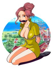 2022 beauty_mark bellamy_pirates bondage bound2draw drooling feet female female_only first_porn_of_character gag jaya_(island) jaya_arc mock_town muret one_piece pink_hair rope_bondage shounen_jump sky_island_saga source_request tears toei_animation