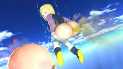 3d 3d_(artwork) ahe_gao android android_18 android_girl anotherthrowaway aroused ass big_ass big_breasts blonde_hair blue_eyes cyborg dragon_ball dragon_ball_super dragon_ball_z fart fart_cloud fart_fetish huge_ass jeans krillin kuririn liquidtiberium77 mooning photoshop pulling_down_pants sfm smell source_filmmaker