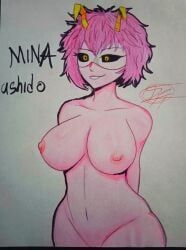 ashido_mina big_breasts dario_loco_ happy mina_ashido my_hero_academia pink_hair pink_skin