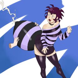 1girls anal_ejection clothed_female commission commission_art commissioner_upload cutie_honey cutie_honey_universe embarrassed groping groping_ass purple_hair spider_girl tagme tarantula_panther thighhighs villainess