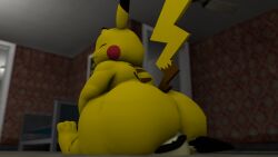 3d anthro anthro_only big_butt chubby facesitting fat mrrainbow nintendo overweight pichu pikachu pokemon pokemon_(species) source_filmmaker tagme