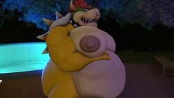 3d belly bowser fat mario_(series) moobs mrrainbow nintendo overweight solo source_filmmaker tagme