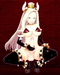 1futa 3d animated bangs bikini_top blonde_hair bowsette_(cosplay) eight69 futa_only futanari gender_transformation high_heels horns latex_gloves latex_thighhighs mario_(series) masturbation mount_lady my_hero_academia new_super_mario_bros._u_deluxe red_eyes rule_63 self_upload solo sound squatting super_crown tagme video yuu_takeyama