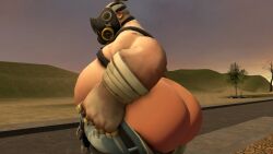 3d big_butt fat male_only mrrainbow overwatch overweight roadhog solo solo_male source_filmmaker tagme