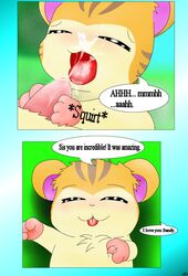 blush brother brother_and_sister comic cum cum_in_mouth cum_inside cum_on_face curby cute dialogue english_text erection female fur hamster hamtaro_(series) incest male mammal nude open_mouth orange_fur penis rodent sandy_(hamtaro) sibling sister stan_(hamtaro) straight tapering_penis text tongue tongue_out twins