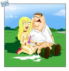 clothing cum cum_on_legs dildo family_guy famous-toons-facial female glasses jillian_russell-wilcox peter_griffin pubic_hair