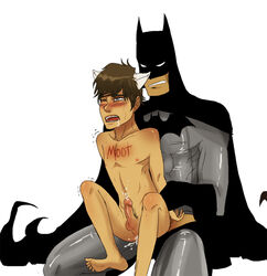 2boys 4chan anal anal_penetration anal_rape anal_sex animal_ears arms_held_back average_sized_penis ballsack batman bodysuit brown_eyes brown_hair cape clothed_male_nude_male clothed_on_nude cmnm cowl cum_in_ass cum_while_penetrated cuts dc erect_nipples erection eyes_rolled_back gay hands_behind_back holding_wrists legs_apart male male_only moot mouth_open multiple_boys multiple_males nude one_eye_closed orgasm_from_anal pants_down reverse_cowgirl_position saliva_drip sitting_on_penis size_difference tagme veiny_penis white_background yaoi