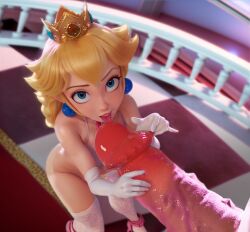 1boy 1boy1girl 1girls 3d accurate_art_style ai_generated bikini blender_(software) blonde_hair blue_eyes bowser crisisbeat erection fellatio licking licking_penis looking_at_viewer mario_(series) nintendo official_style oral partial_male princess_peach super_mario_bros. super_mario_bros._(2023_film)