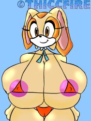 1girls breasts cream_the_rabbit female female_only huge_breasts nipple_erection rabbit shaded sonic_(series) sonic_the_hedgehog_(series) tagme thiccfiredmc watermark