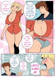 1boy 1girls banjabu big_breasts comic comic_page curvaceous dipper_pines disney english_text funny gravity_falls just_fuck_already meme pacifica_northwest panties revealing_clothes shirt straight_hair text tsundere wearing_others_clothes wearing_partner's_clothes word_balloon