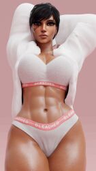 1girls 3d 3d_(artwork) abs belly belly_button big_breasts bleached bleached_clothing blizzard_entertainment bra breasts cleavage close-up clothed clothed_female clothes clothing cropped dark-skinned_female dark_skin egyptian egyptian_female feet_out_of_frame female female_focus female_only fur_coat grvty3d head_out_of_frame innie_belly_button legs legs_together lingerie low-angle_view medium_breasts muscle muscles muscular muscular_female navel overwatch panties pharah posing raceplay six_pack solo solo_female solo_focus stomach text_on_clothing thick_thighs thighs toned toned_belly toned_female toned_stomach underwear underwear_only wet wet_body wet_skin white_bra white_panties white_underwear