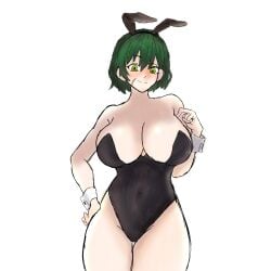 bunnysuit female green_eyes green_hair luana_(tae) playboy_bunny_costume rpg tem_algo_errado white_skin woman_in_suit