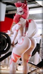 3d 3d_(artwork) absurd_res animal_humanoid anthro ass big_breasts big_butt breasts canid canid_humanoid canine canine_humanoid canis digital_media_(artwork) epic_games exercise female fortnite fox fox_humanoid fur gym hair hi_res huge_filesize humanoid joshiensfw kimiko_(fortnite) kimiko_five_tails looking_at_viewer mammal mammal_humanoid muscular nipples nude public smile solo tail thick_thighs weightlifting workout