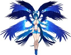 1girl 1girls big_ass big_breasts bikini blue_hair female_only high_school_dxd kalawarner light-skinned_female light_skin solo tattoo thick_ass thick_thighs wings yellow_eyes yxyyxy