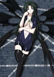 1girls big_breasts black_hair chains cleavage demon_wings high_school_dxd light-skinned_female light_skin long_hair thick_ass thick_legs thick_thighs violet_eyes viser_(high_school_dxd) yxyyxy