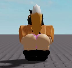 1girls 3d artist_request ass baseplate fox_ears fox_girl fox_tail pants_down pink_panties roblox robloxian source_request tagme