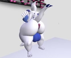 animated anthro assjob big_ass big_breasts breasts bubble_butt female ferialexonar hot_dogging huge_ass lugia pokemon pokemon_(species) standing tagme video