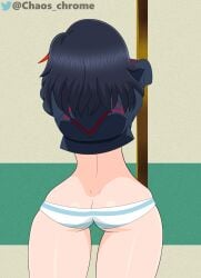 1girls black_hair chaoschrome female female_only human kill_la_kill matoi_ryuuko sailor_uniform solo striped_panties thick_ass thick_thighs undressing wide_hips