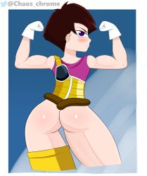 big_ass brown_hair chaoschrome dragon_ball dragon_ball_super dragon_ball_z legwear leotard muscular_female purple_eyes saiyan saiyan_armor seripa short_hair tail thick_thighs