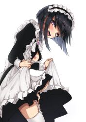 akiamare bulge_through_clothing erection_under_clothes erection_under_skirt exhibitionism flashing futa_maid futanari going_commando light-skinned_futanari light_skin maid no_panties penis